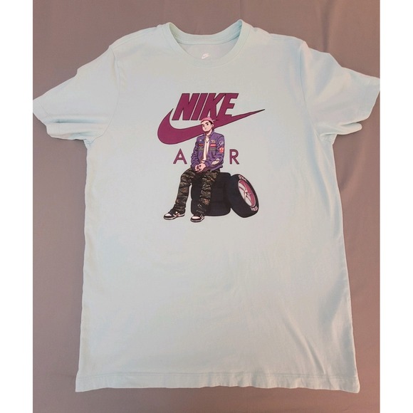 Nike Sportswear Air Moto Anime Graphic Swoosh Men's T-shirt Size L Blue FD1332 - Picture 1 of 6